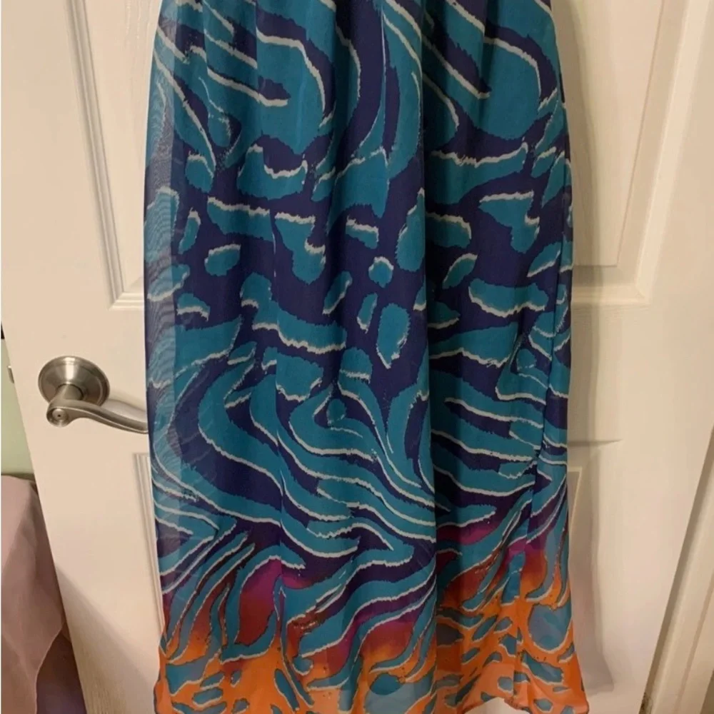 She's Cool Vibrant Blue and Orange Midi Dress - Picture 4 of 6